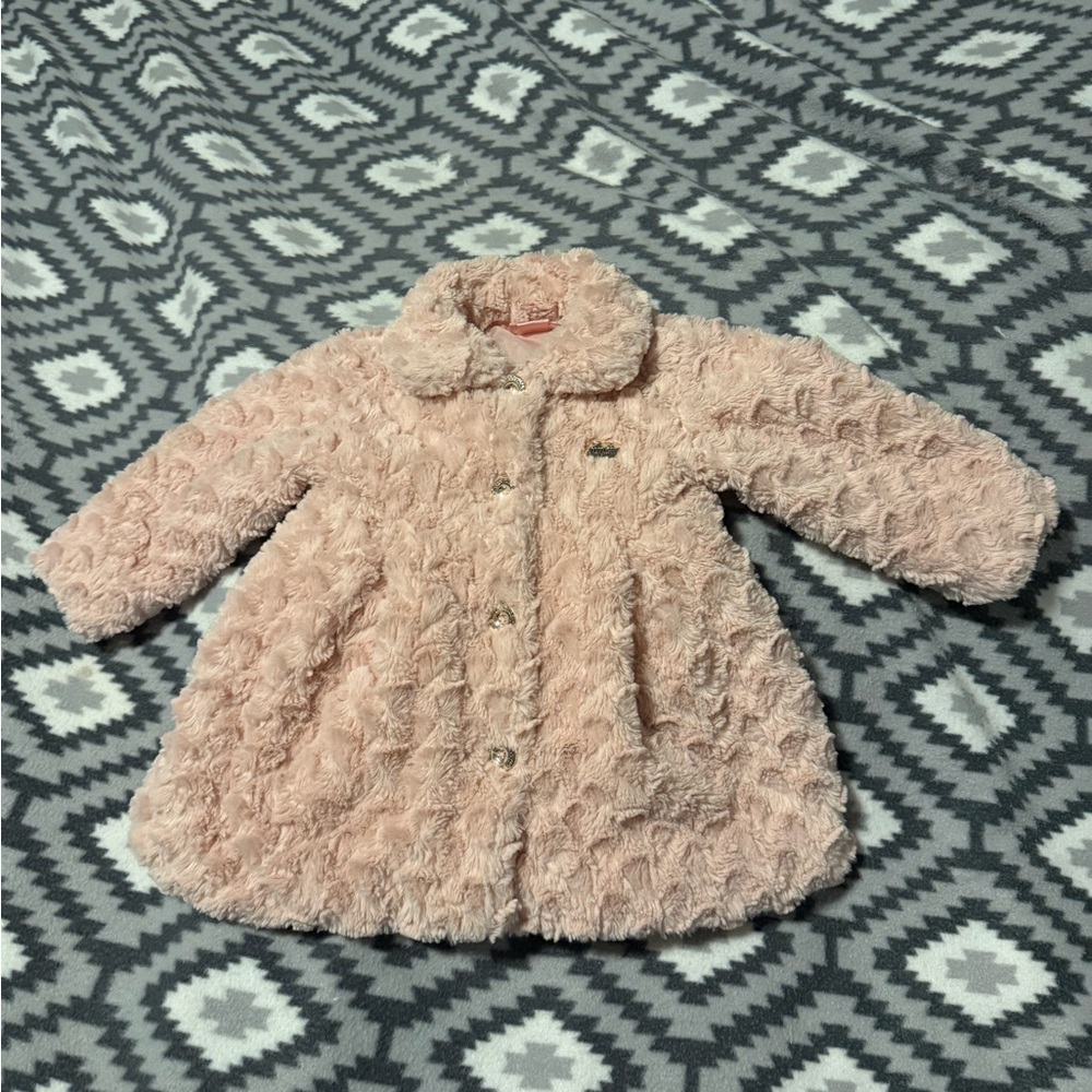Juicy couture size 2 T super cute Pink Textured Baby Coat